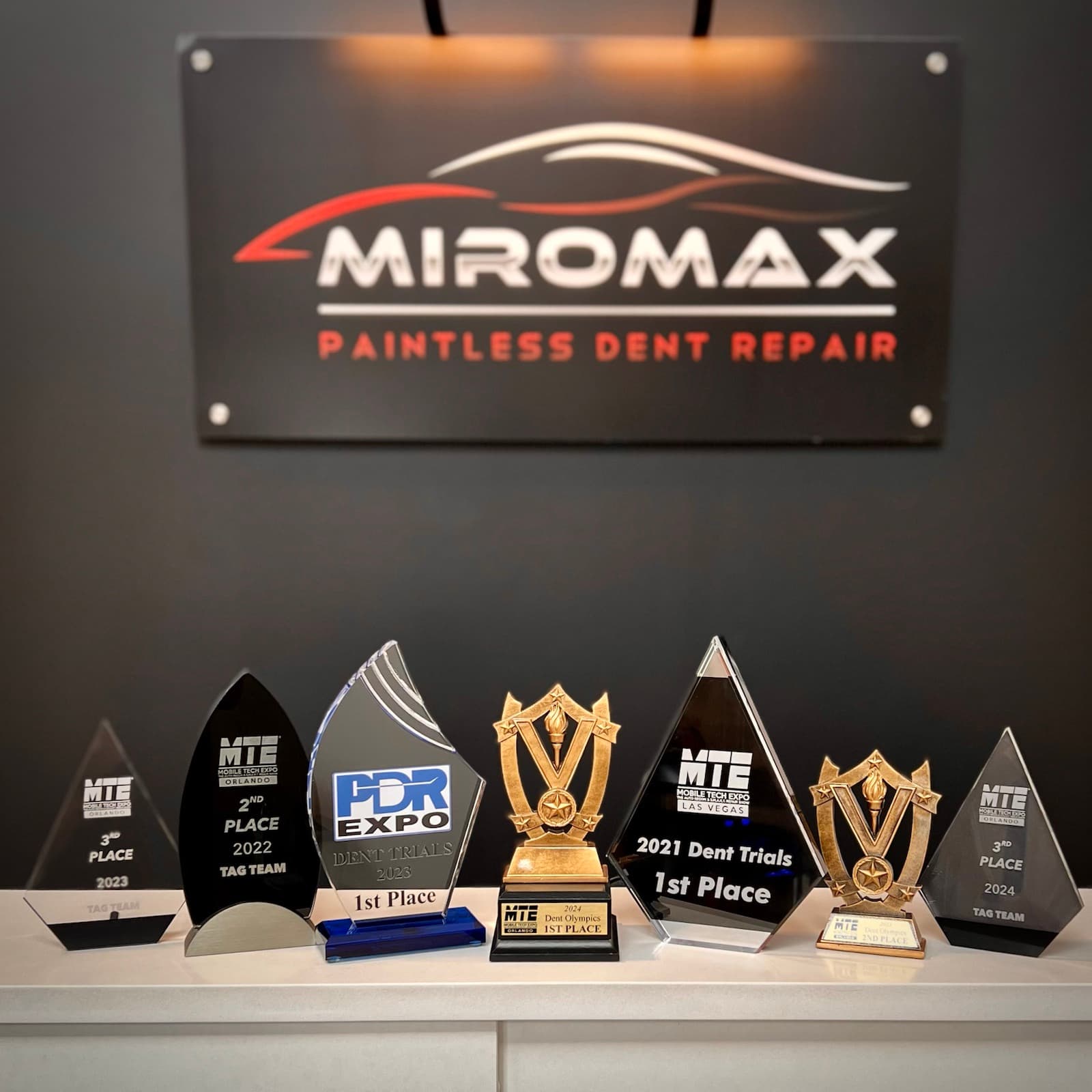 Award trophies display