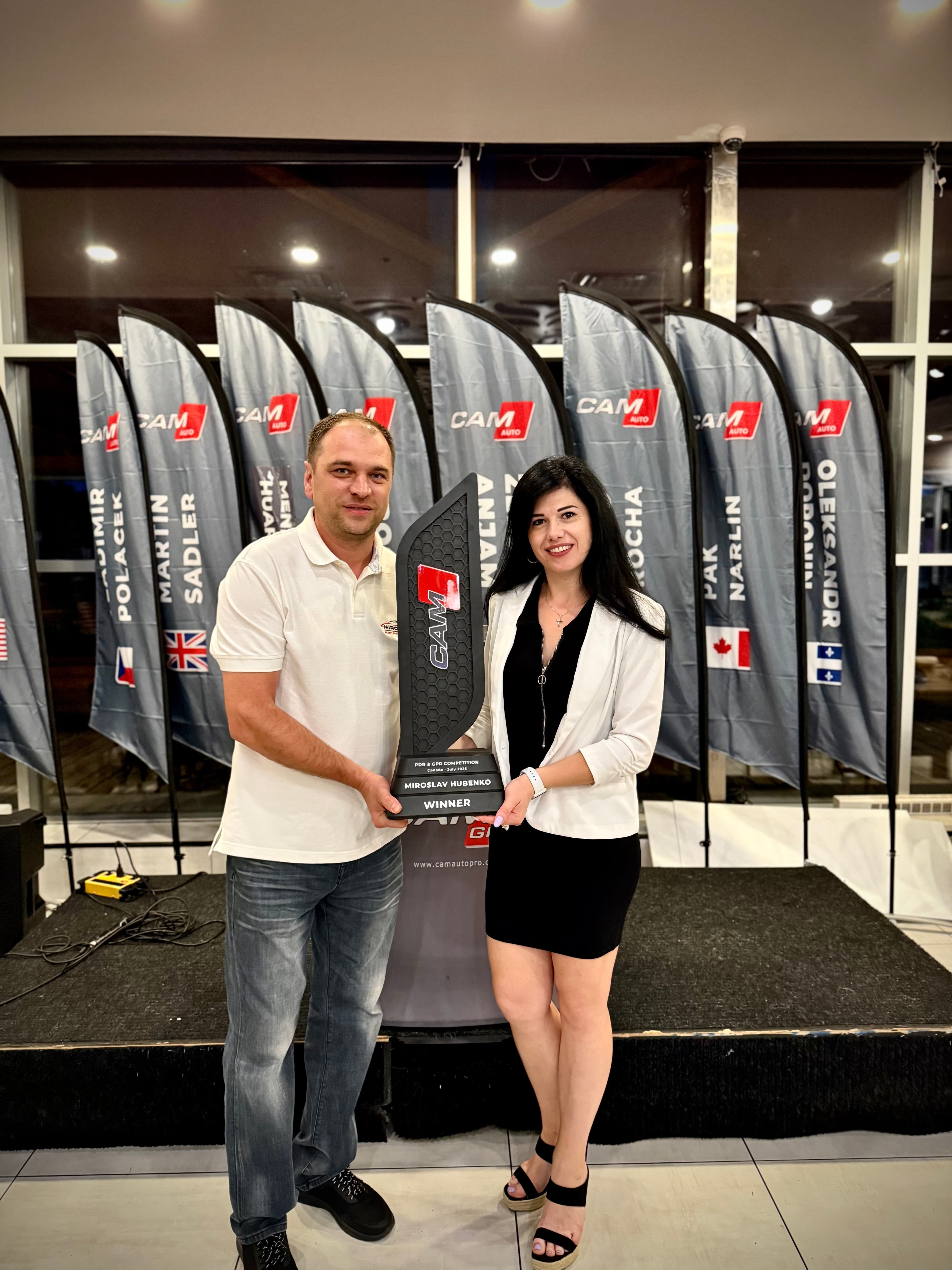 Miroslav and Victoria Hubenko celebrating the victory